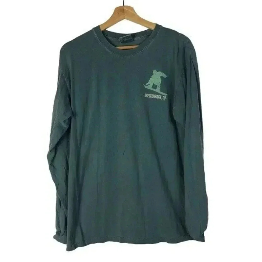 Comfort Colors Breckenridge Colorado Blue Snowboard Graphic Long Sleeve T-Shirt